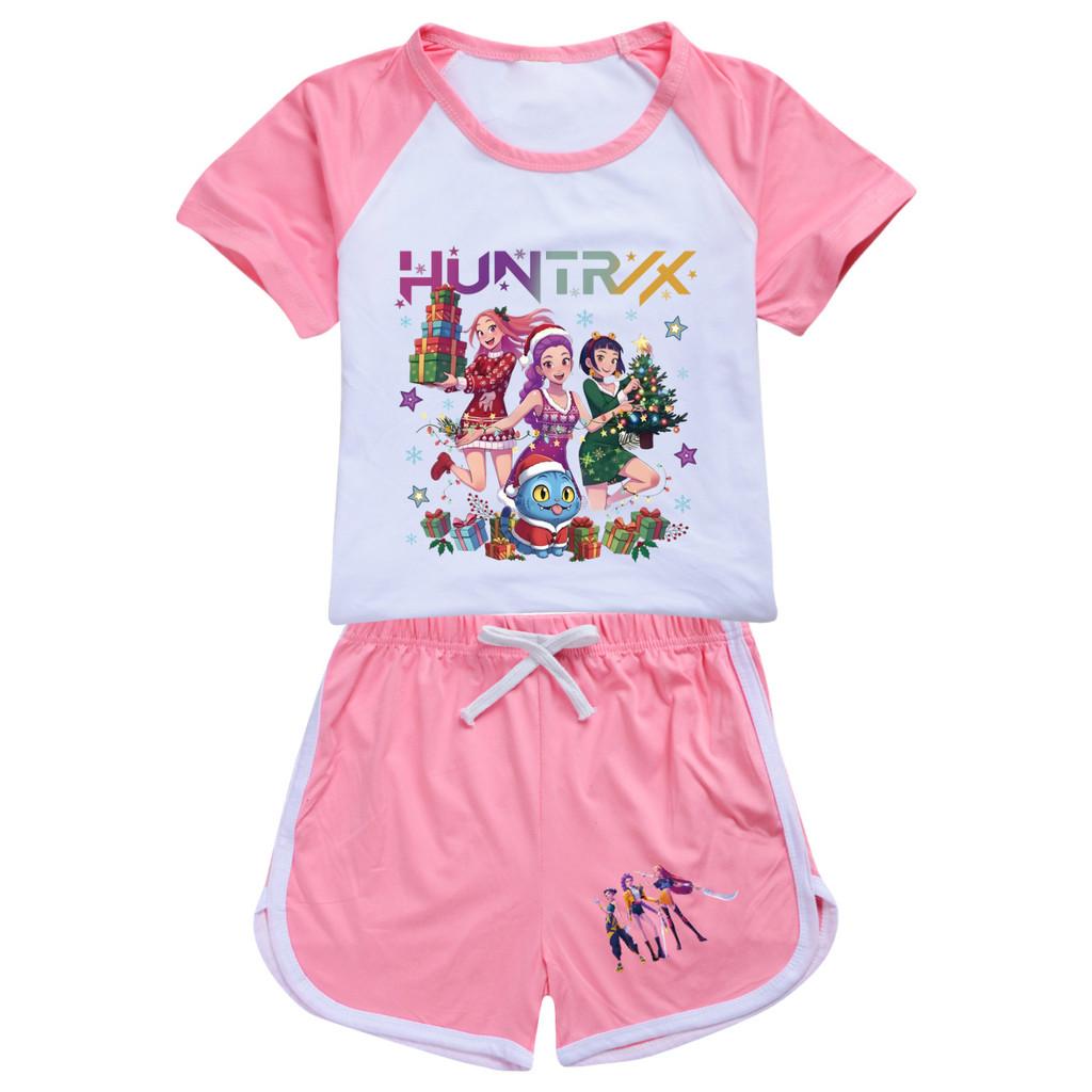 5084 Kids Girls Christmas POP Rumi Zoey Mira Print T-shirt Shorts Sport Tracksuit Clothes Set