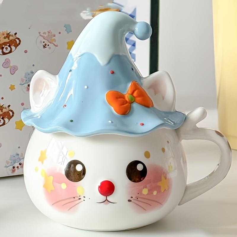 1pc Cute Cat Ceramic Mug with Lid, Handmade Multipurpose Coffee Cup, Insulated, Reusable Milk Cup, with Hand Wash Only, Ideal Gift for Christmas