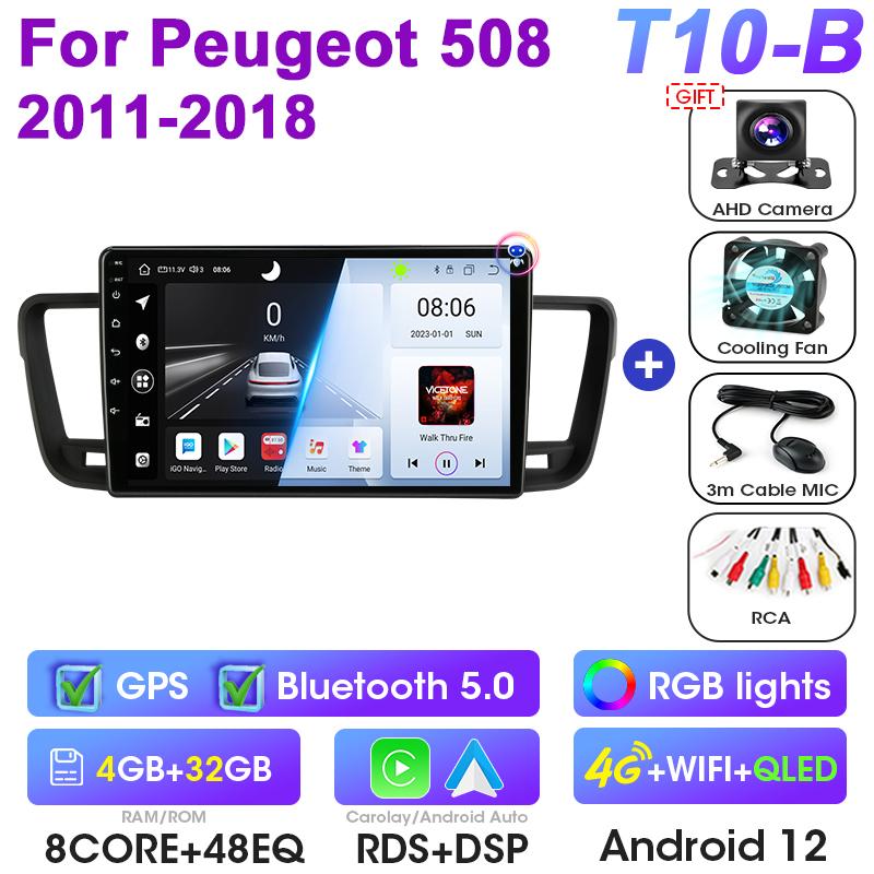 Android 12 Car Radio For Peugeot 508 2011 -2018 2 Din GPS Navigation 4G Carplay Auto Stereo Intelligent Systems Smart Autoradio