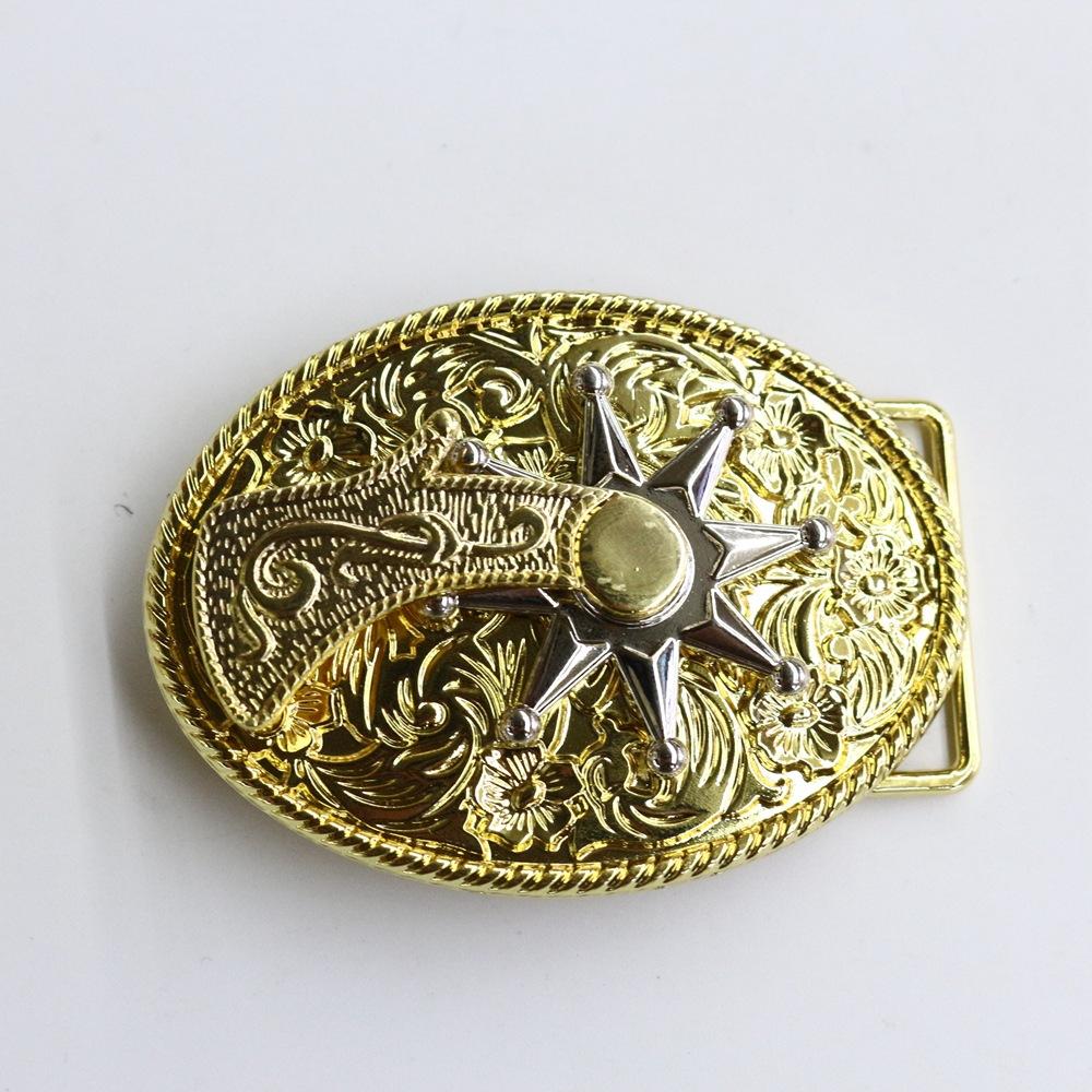 Zinc Western Denim Belt Buckle Rotary Spurs Crown Retro Belt Button Head