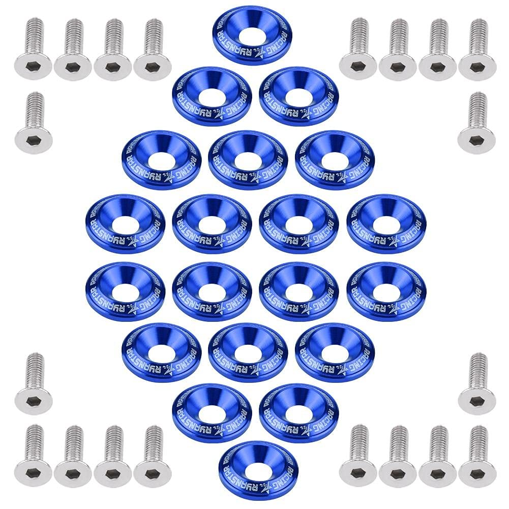 

NATRUSS 20pcs Washers Bolts Screws Bumper Fender Washers Bumper Washers Aluminum Bolts Engine Bay Dress Up Kit 2 Colors (Blue) default синий