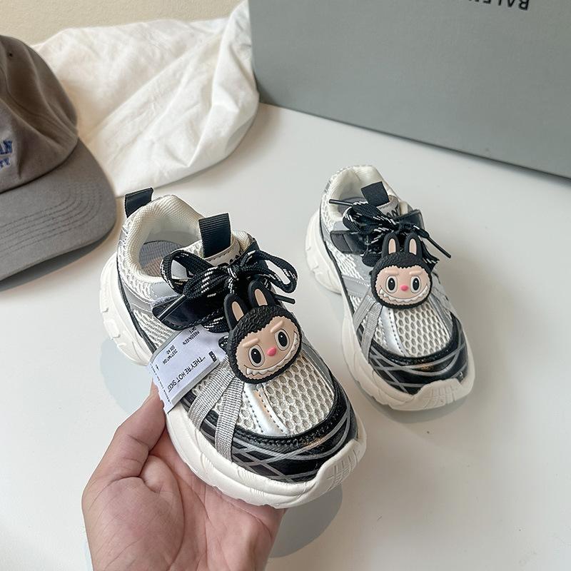 

Labub детская обувь кроссовки 2025 осень новая детская спортивная обувь девочки сетчатая дышащая для детей среднего и старшего возраста 30 чёрный