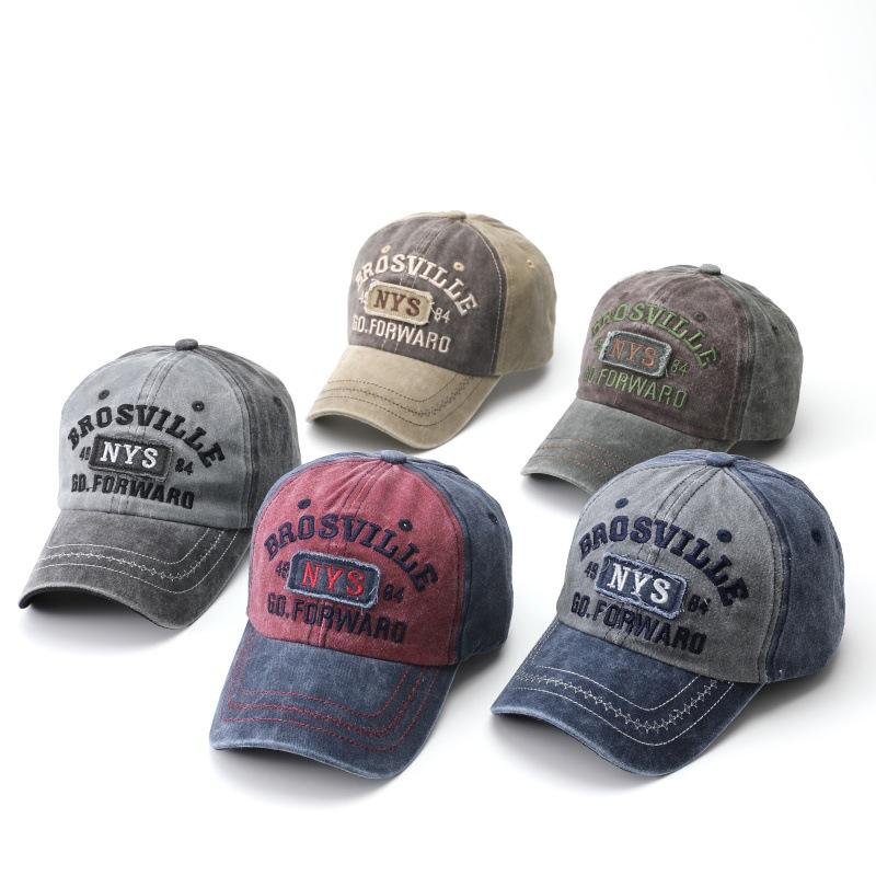 Letter embroidered baseball cap men and women retro versatile outdoor washed cotton cap fishing sun protection cap