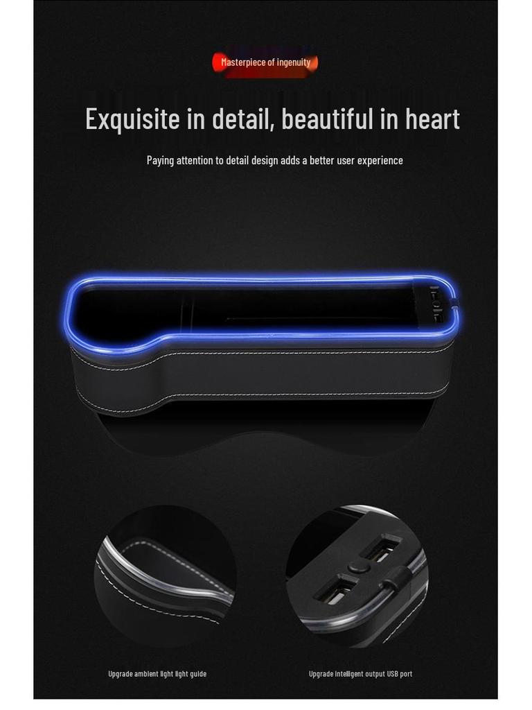 Multifunktionaler Autositz-Lücken-Organizer mit USB-Ladefunktion und Umgebungslicht