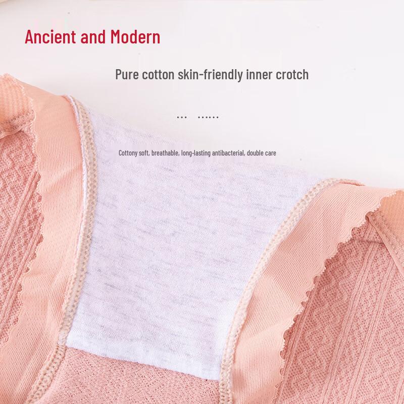 GUJIN Women's High-Waist Cotton Jacquard 7A Antibacterial Tummy Control Briefs - 3-Pack