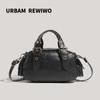 2025 New Retro Handbag Niche Fashion Bowling Bag Textured Single Shoulder Crossbody Bag Versatile Boston Bag