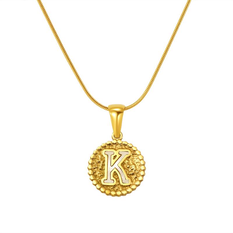 European and American Stainless Steel Letter Necklace for Women - Versatile Titanium Steel Hammered Pendant Jewelry Fashion