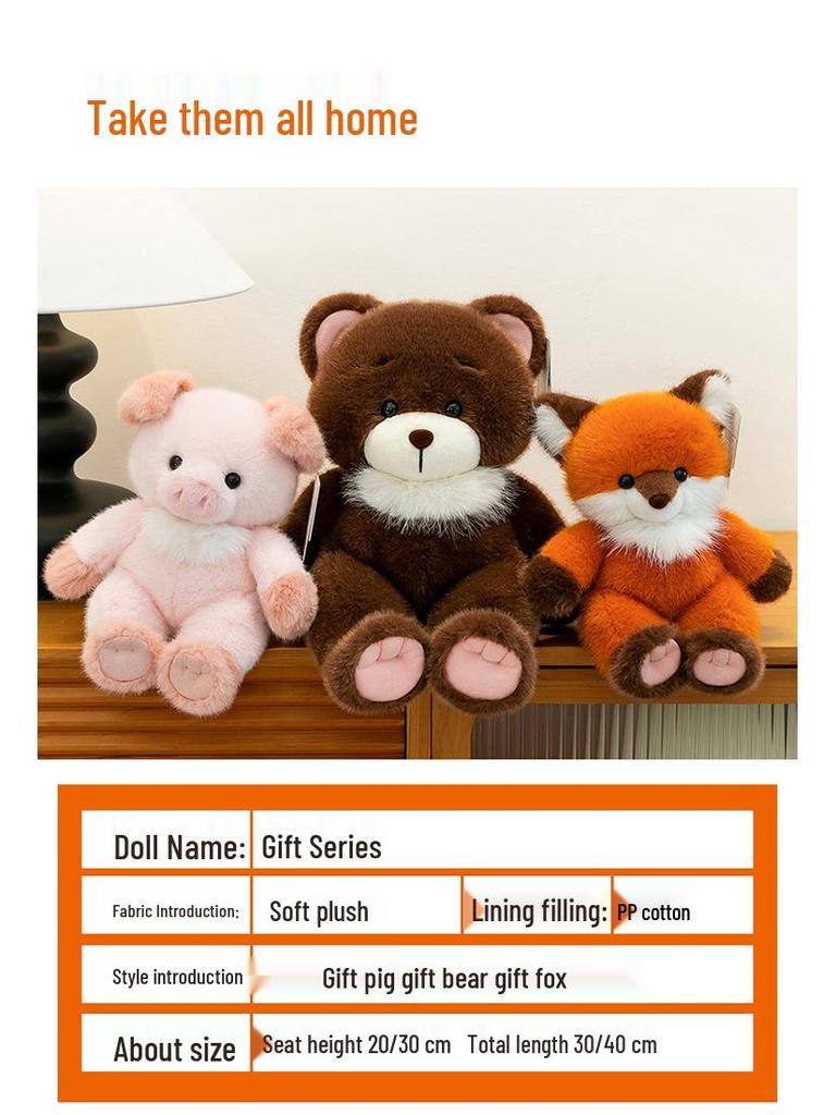 Adorable Pig and Fox Plush Doll Collection: Soft Animal Cushions and Figures