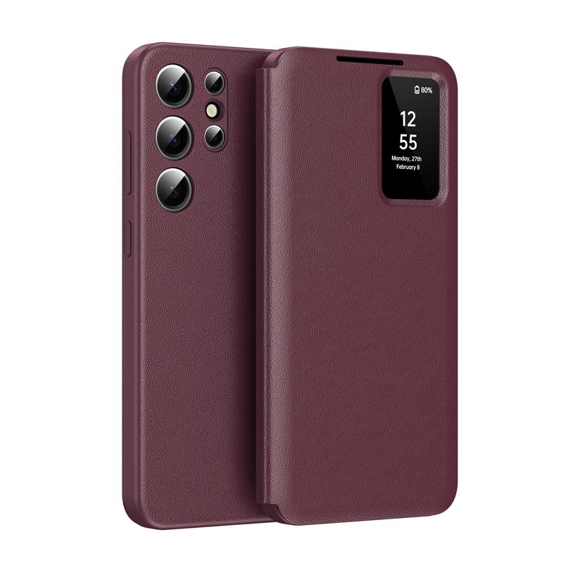 

For Samsung Galaxy S25 Ultra,S25 Plus ,S25 Case Smart View Window PU Leather Wallet Flip-Free Answering Cover with Card Slot For Galaxy S25 Ultra