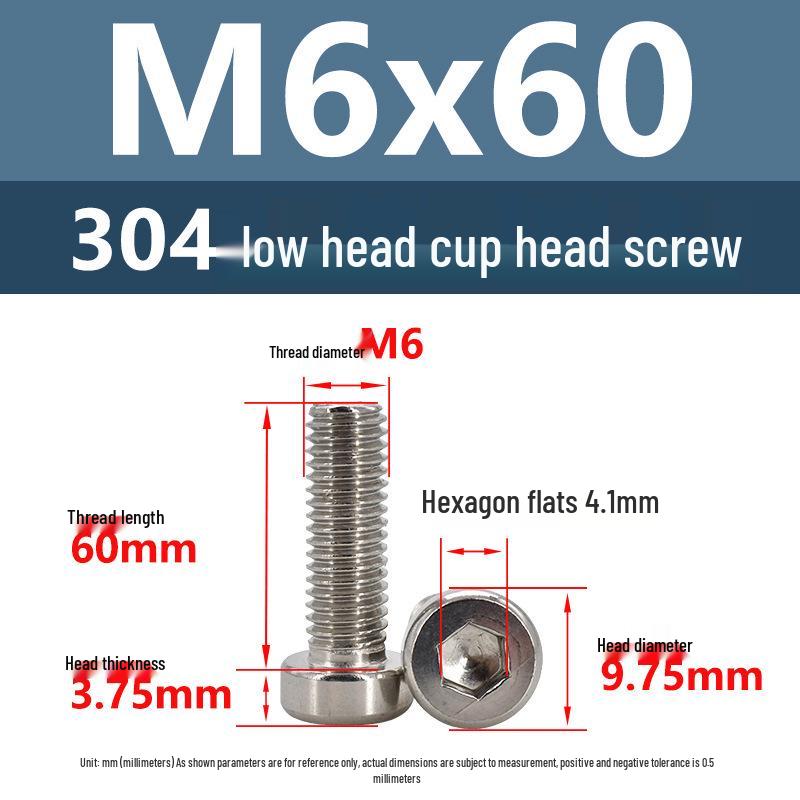 304 Edelstahl Flachkopf Innensechskant Maschinenschrauben M3-M10