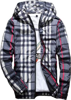 Blouson Jacket Spring Autumn Winter Hooded Check Pattern Parka Outdoor Jacket Parka Spring Clothes Waterproof Jacket Mountain Parka Raincoat Rain Gear