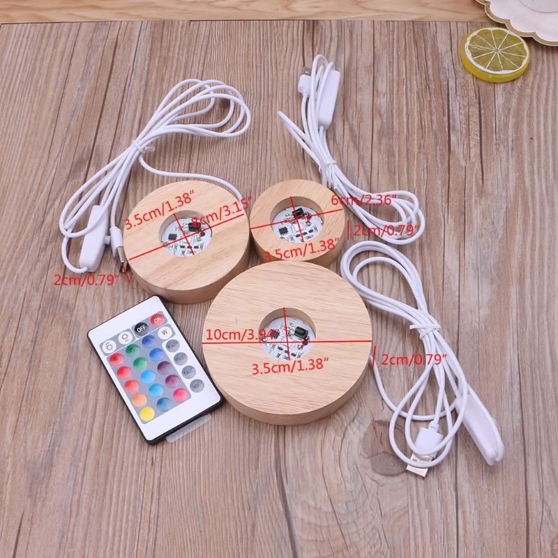 Novelty Resin Display Wood Adjustable Light Base with Remote Control LED 12 Colors RGB DIY Night Light for Home Decor