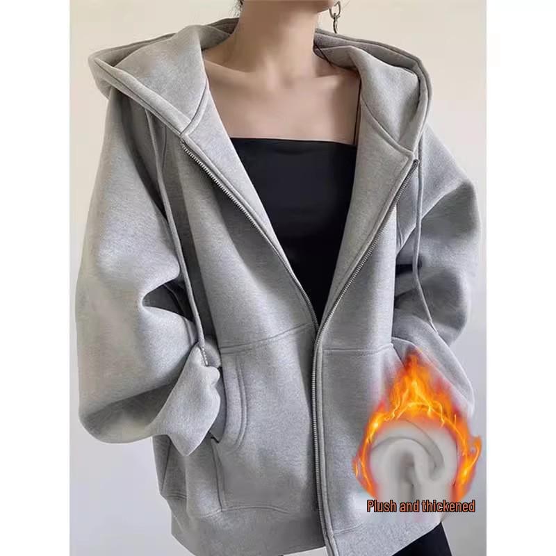 Women's Gray Sporty Hoodie and High-Waisted Skirt Set - Korean Style, Spring/Autumn 2026 Collection.