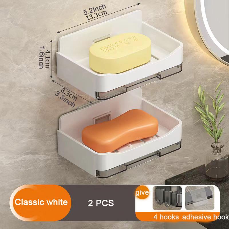 Bathroom Soap Dish Wall Mounted Sponge Holder Bathroom Organizer Double drainage Soap Dish Bathroom Accessories