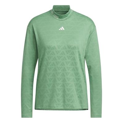 Jacquard Mock Neck Long Sleeve Shirt with UV Protection for Green [Golf] Women, Pre-Loved
