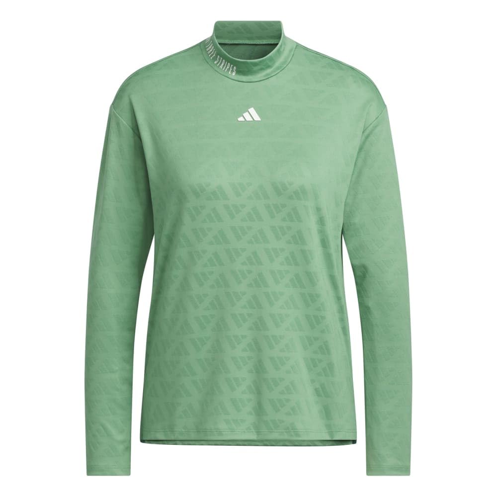 

Jacquard Mock Neck Long Sleeve Shirt with UV Protection for Green [Adidas Golf] Women, Pre-Loved