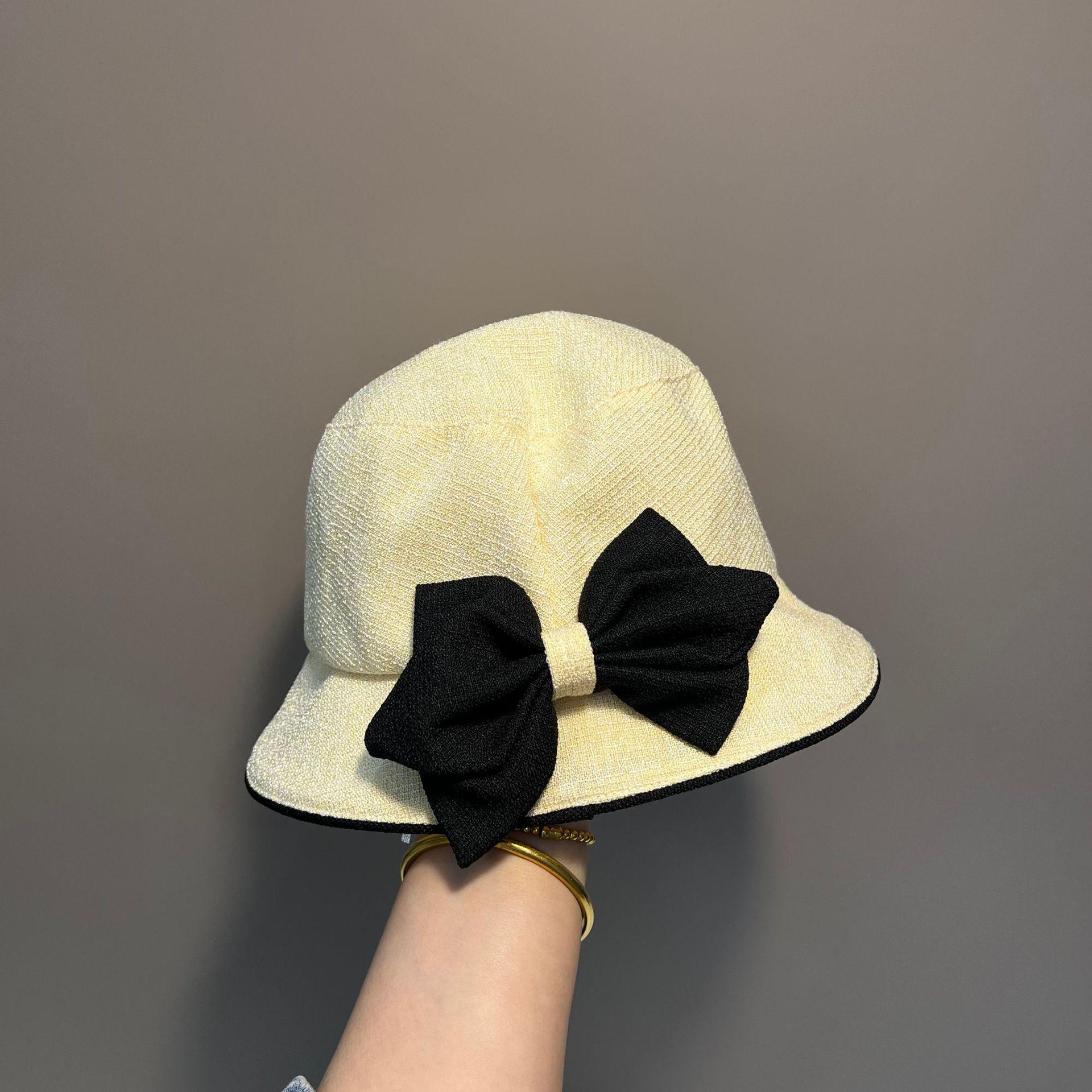 

Элегантная японская шляпа рыбака-банта для женщин - весенне-летняя солнцезащитная шляпа, литературный стиль, универсальная шляпа-тазик M (56-58cm)