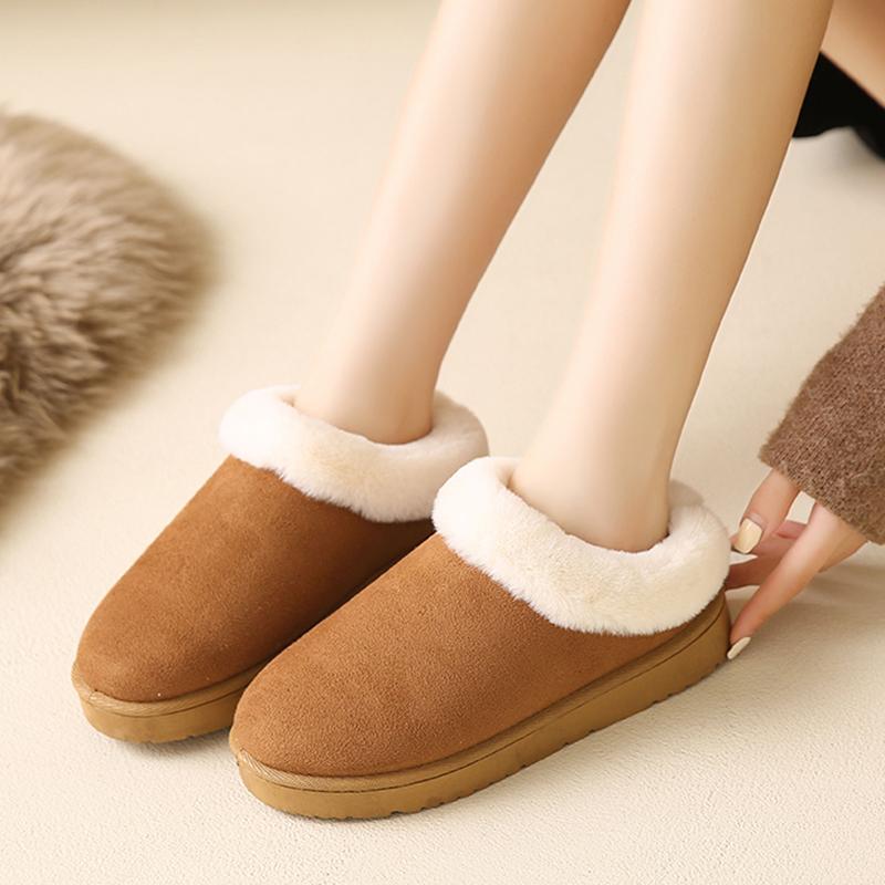 Fashion Faux Suede Thick Sole Non Slip Ankle Boots Women Warm Fur Thicken Plush Cotton Shoes Plus Size Comfort Platform Snow Boots