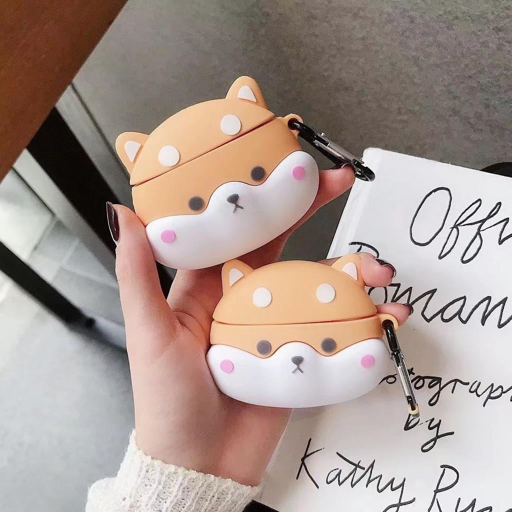3D Cute Cartoon Silicone Earphone Case For Airpods 4 Shiba Inu Wireless Earphone Cover For Airpods 4 Charging Box
