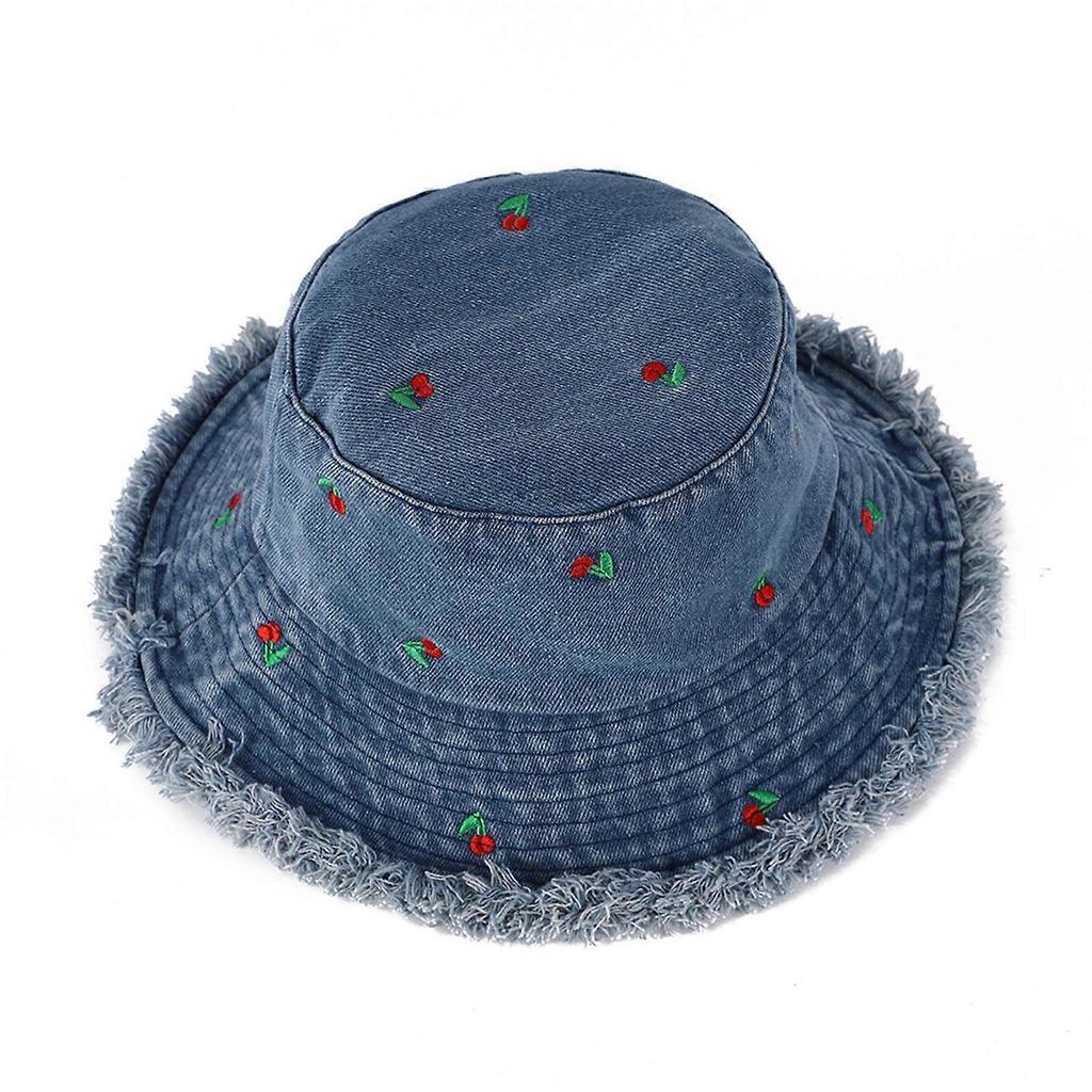 Popular WashedFabric Fishing Hat for Girl Fisherman Hat Women Beach Hat Photowear Sun Hat Outdoor Fishing Camping Hat light blue