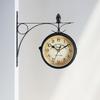 Wall Clock Retro Double-Sided Wall Clock Decoration Quiet Wall Mount Clocks Antique Wall Clock for Home Porch Balcony Garden