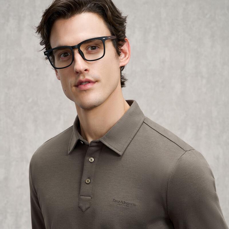 EMZ Men's Antibacterial Thermal Long-Sleeve Casual Polo Shirt