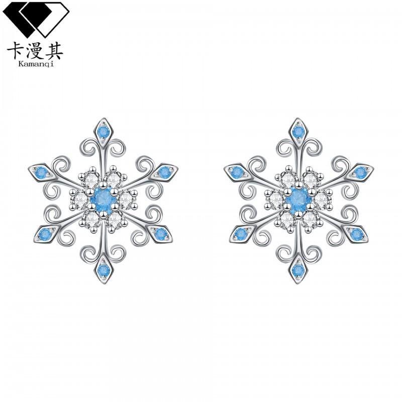 Snowflake Floral Stud Earrings Women Sterling Post Copper Electroplated Fashion OL Style Winter 2025 Snowflake Earring