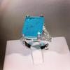 NEW Classic Women  sterling silver ring with paraiba gemstones female fine Jewelry Gift Wedding Engagement Accessories
