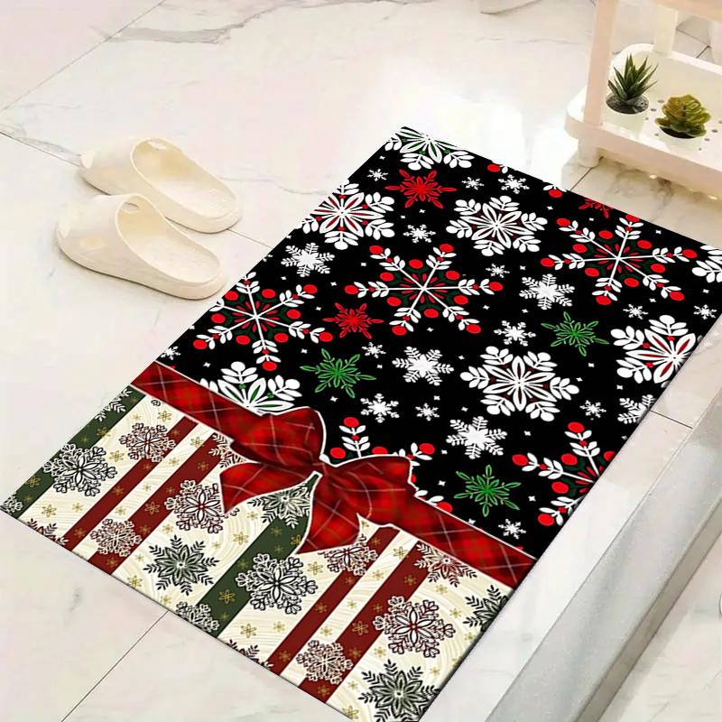 1Pc Christmas Gingerbread Decorations Rug Office Carpet Indoor Outdoor Doormat Nonslip Soft, Living Room Christmas Halloween Gift D91839