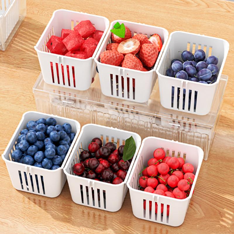 Kitchen Fruits Vegetables Storage Box Fridge Ginger Scallion Onion Fresh-Keeping Container Food Drain Crisper Organizer