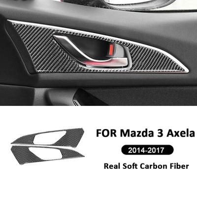 Karbonové vlákno 2ks Vnitřní panel krytu madla dveří vozu Dekorace Nálepka Pro Mazda 3 Axela 2014-2017 Díly interiéru