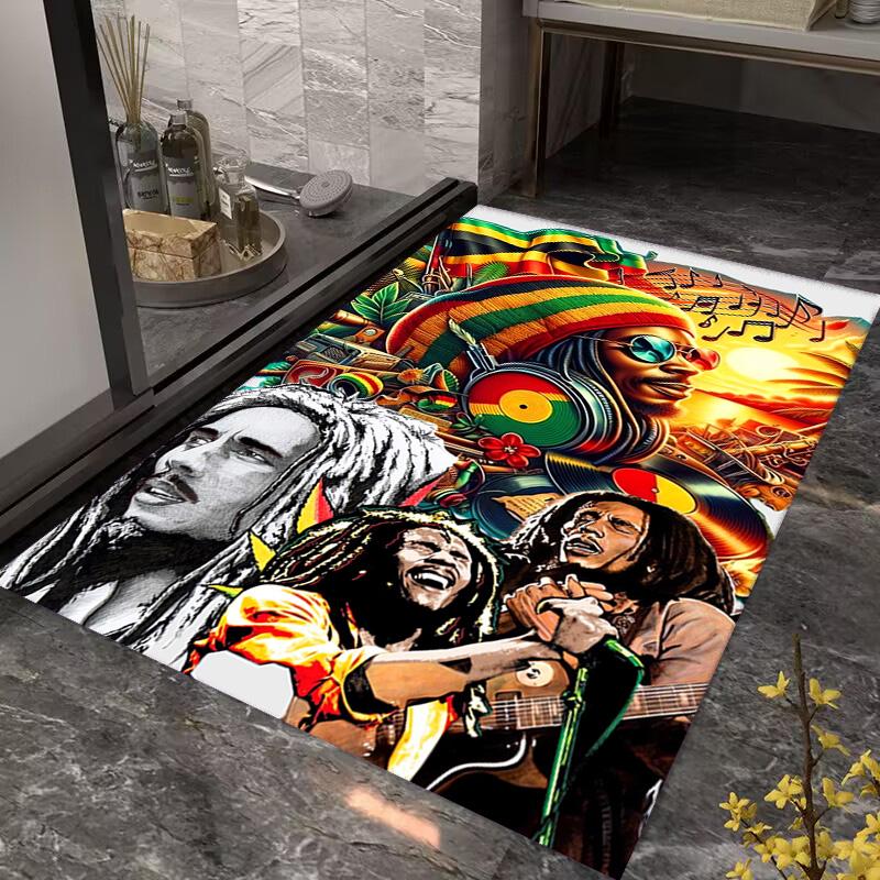 Vibrant Rasta Music Fusion Carpet Living Room and Bedroom Mats Doormat Dormitory Decoration Bathroom Mat Protective Pad