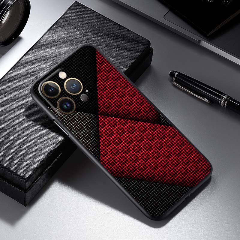 Black Carved Woven Texture Phone Case For Apple iPhone 17 16 16E 15 14 13 12 11 Pro Max Plus Black Soft Silicone