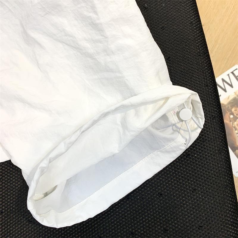 Summer New White Loose Wide Leg Pants Women Casual Straight Plus Size Pants Female Solid Elegant Drawstring Office Lady Trousers 24291