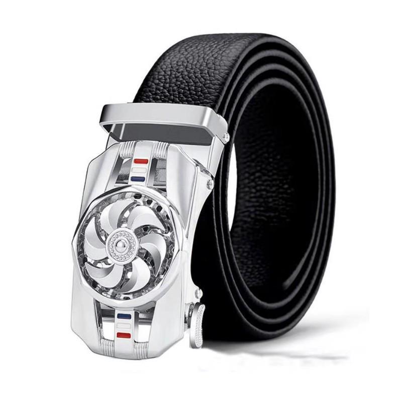 Ceinture Homme en Alliage et Cuir de Vachette à Boucle Automatique pour un Port Décontracté et Polyvalent