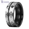 8MM Hammer Wedding Band For Men Women Multi-Faceted Brushed Offset Grooved Finish Nice Gift Jewelry Comfort Fit