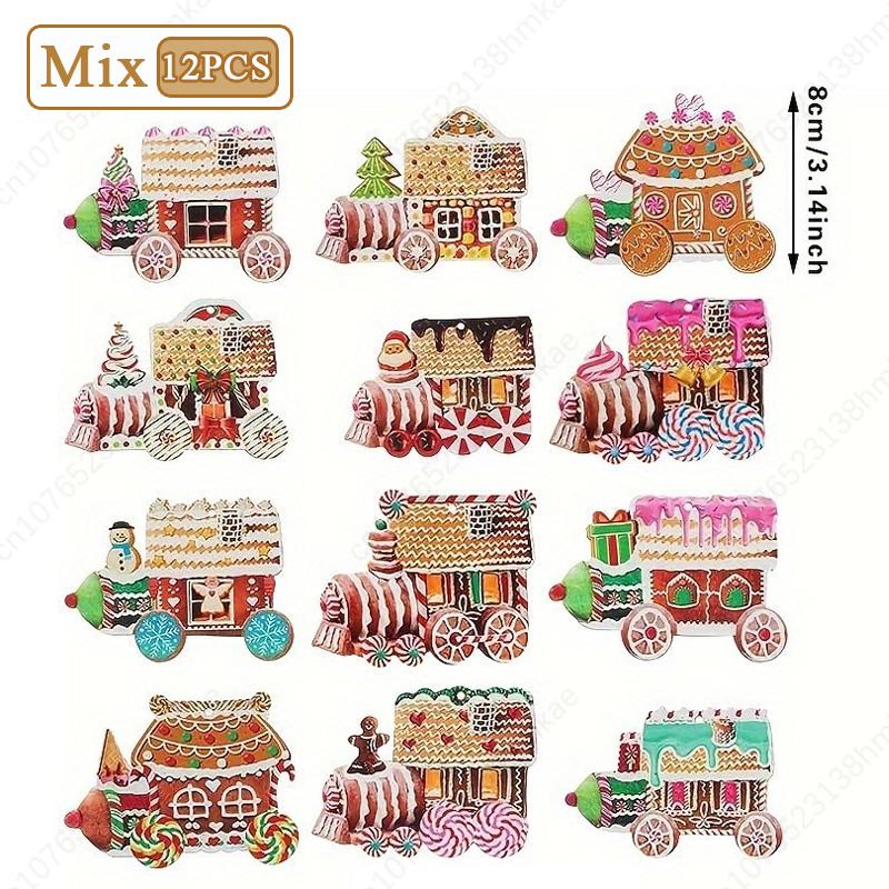 

Рождественские украшения Деревянные красочные украшения для конфетных домиков Украшения для рождественской елки Украшения для дома Рождественские наборы ручной работы 1Set-12PCS