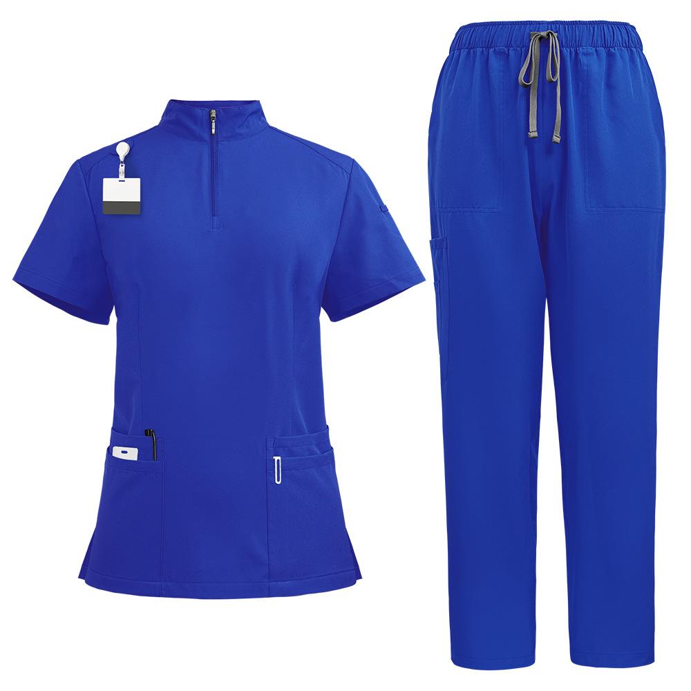 Ensemble de Blouses d'Infirmière 2 Pièces Vêtements de Travail Confortables pour Médical pour Infirmière Médecin Personnel Hospitalier Combinaison Jogger avec Haut Multipoche + Pantalon Extensible