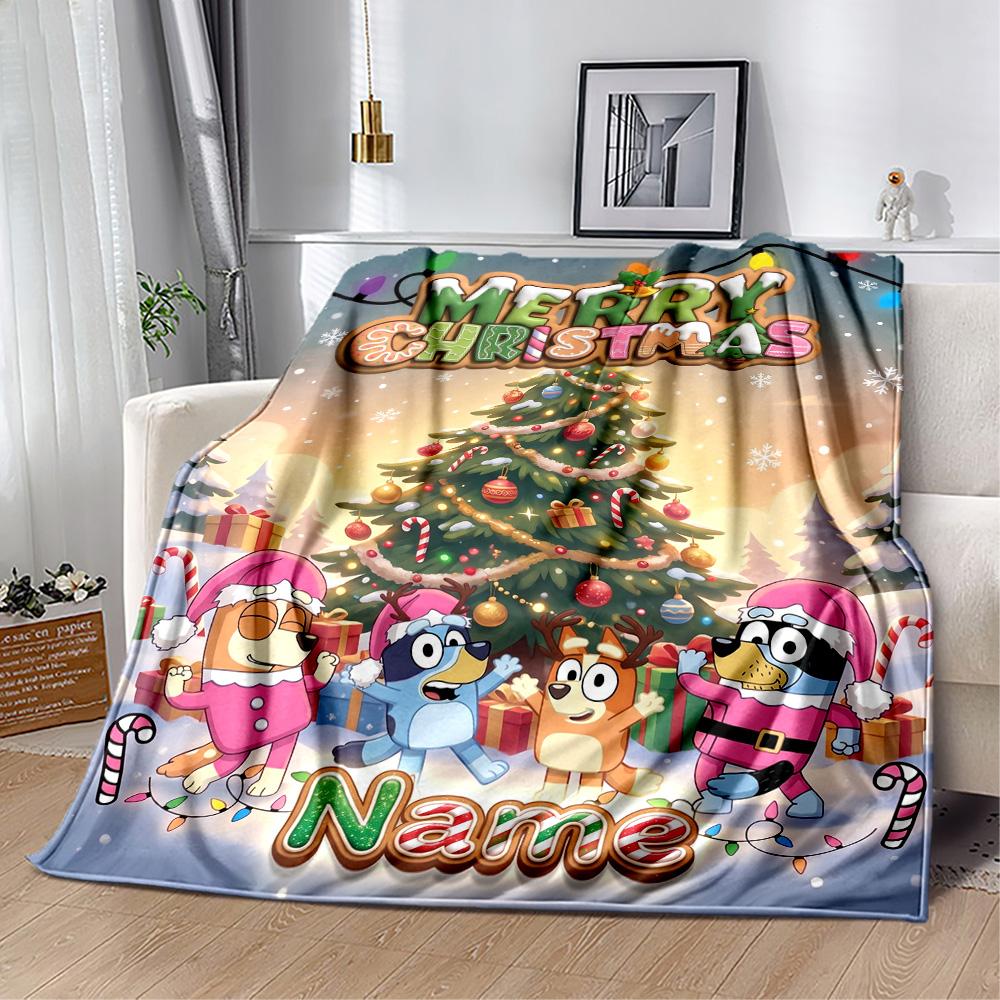Christmas Friends Celebration Personalized Name Blanket Lightweight Customizable Blanket Comfortable Great for Chair Bed Sofa Living Room