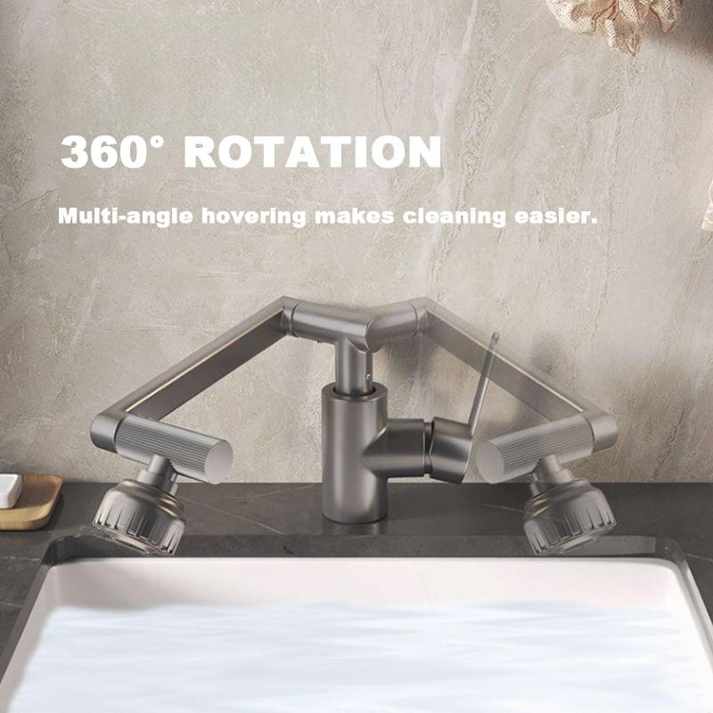 Kitchen Faucet 360-Degree Swivel Spout Kitchen Bathroom Faucet Stainless Steel Mechanical Arm Design Hot and Cold Mixer