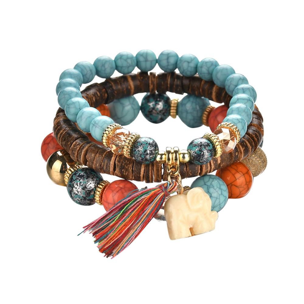 

Jewelry Beads Women Men Crystal Charm Bracelets Multilayer Bangles Candy Color