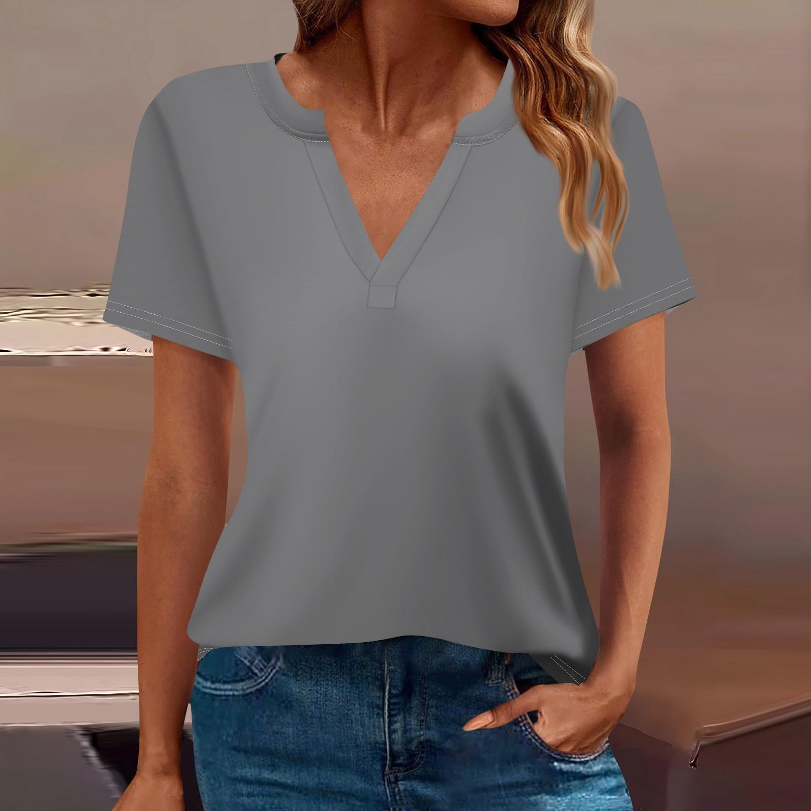 Жен. Футболка Футболка Сплошной цвет С короткими рукавами Повседневные Выходные Мода — фото 7