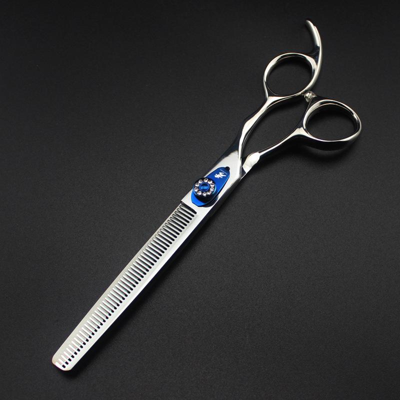 7.0 Inch Freelander, High-Grade Gem Dense Tooth Scissors, Thin, Pet Scissors Dense Tooth Scissors, Professional Grade 7.0inch blue shim dense teeth