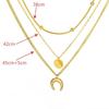 Titanium Steel Multi-layer Moon Disc Pendant Necklace Female Retro Style High-end Temperament Stacked Collarbone Chain