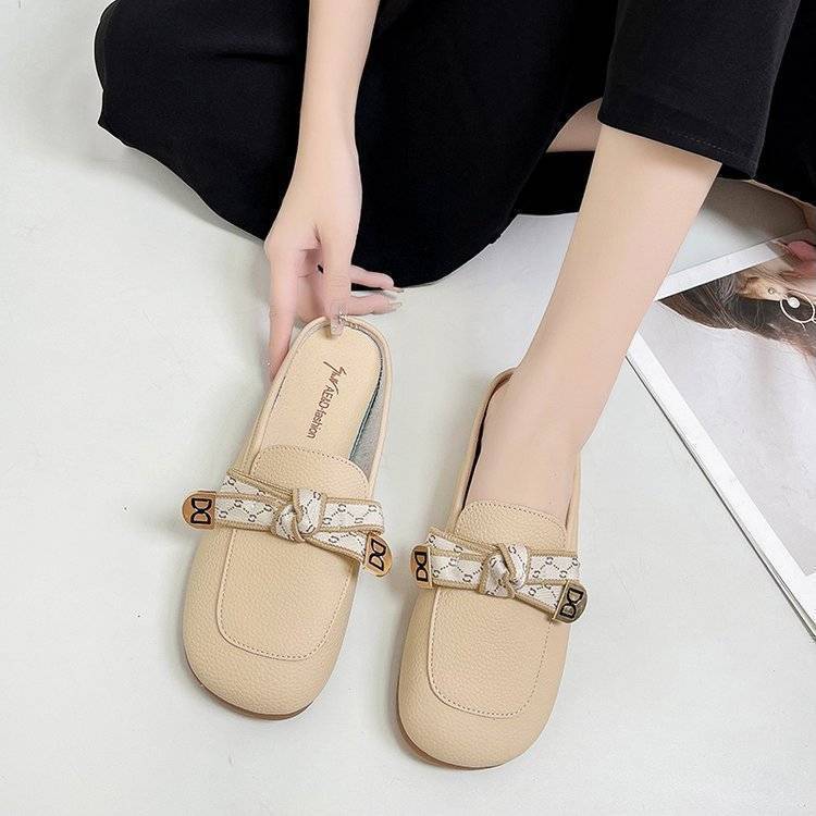 

Тапочки Baotou, женская летняя одежда 2025 года, новые нескользящие тапочки с плоским дном и бантом от Muller French cool 35