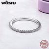 WOSTU 925 Silver Simple Stackable Ring For Women Wedding AAA Zircon Band engagement Rings Size 6 7 8 9 10 Jewelry Gift