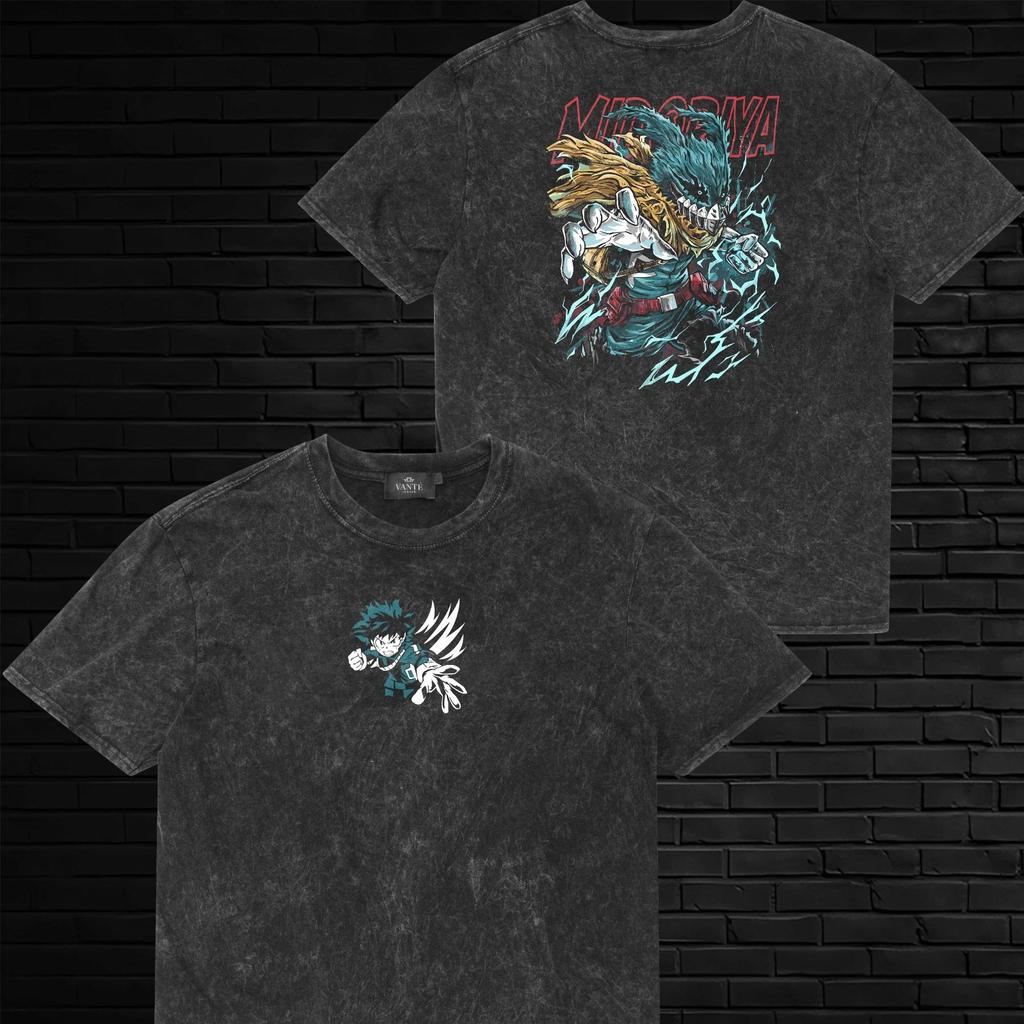 Midoriya Deku One For All Quirk Stone Wash T-Shirt Graphic Tee Mens Unisex