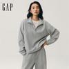 Gap Women's Logo Embroidered Half-Zip Stand Collar Fleece Sweatshirt
