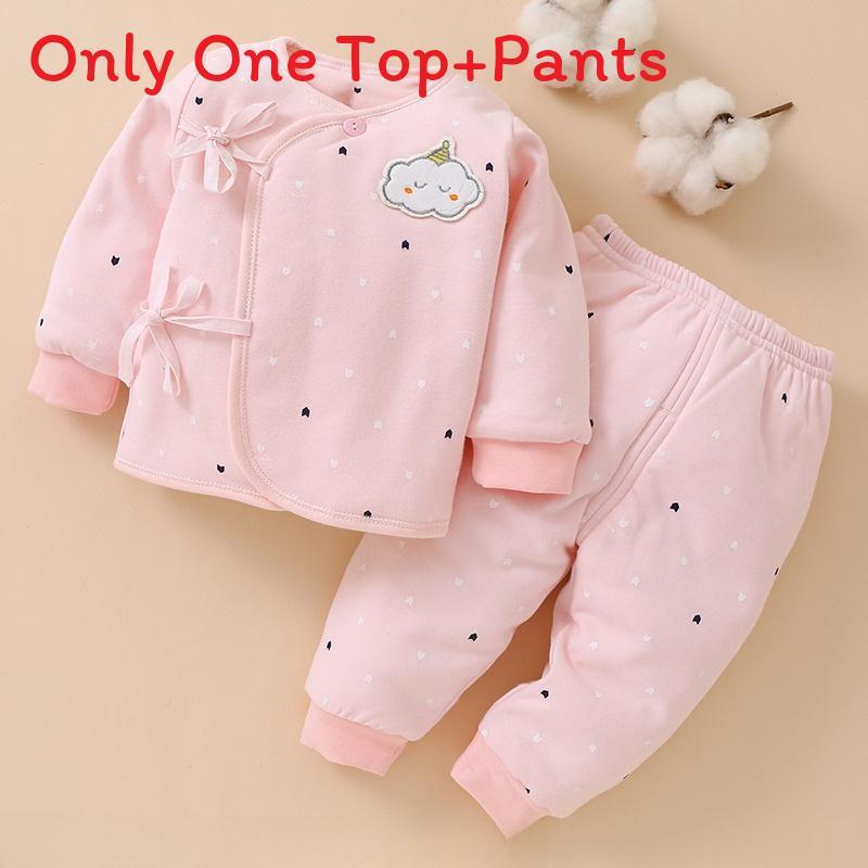 Newborn Baby Clothes Cotton Thick T Shirt Set With Stripes For Winter Comfort