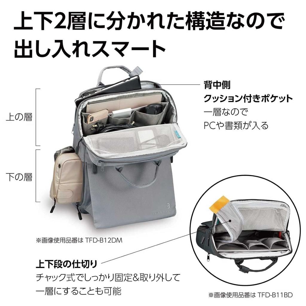 KOKUYO THIRD FIELD 13.3-inch Stand-Up Business Backpack, Black, Cordura, AMTFD-B11D